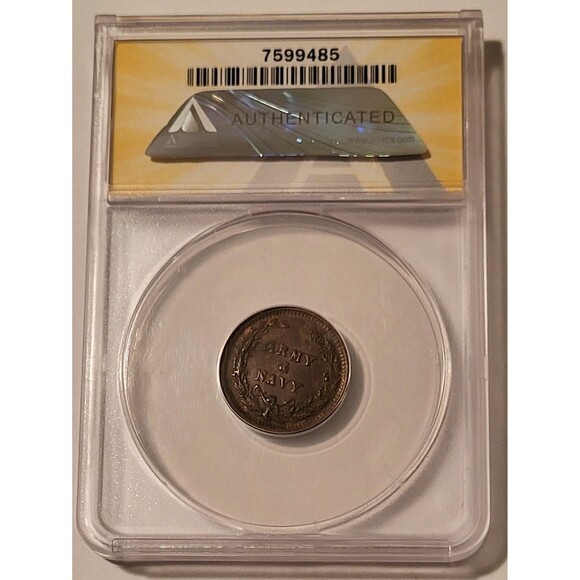 Civil War Patriotic Token 1863 Maclellan - Army/Navy F-141/307a MS62 BN ANACS - Picture 2 of 4